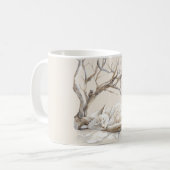 Mug Chat Crème Sous Branches d'Arbre (Devant gauche)