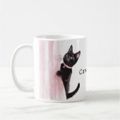 Mug Chat curieux au rideau rose (Gauche)