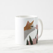 Mug Chat curieux Floral de printemps (Devant droit)