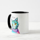Mug Chat Cute Bleu Kitty Personnalisé (Devant gauche)