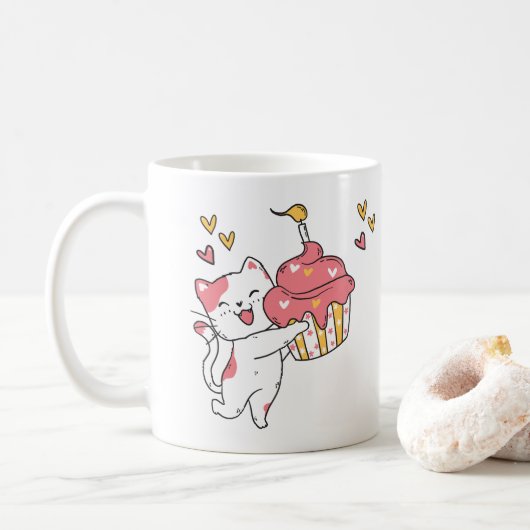 Mug Chat Cute Kawaii avec cupcake (Avec donut)