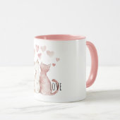 Mug Chat d'amour à coeurs roses (Devant droit)