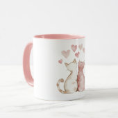 Mug Chat d'amour à coeurs roses (Devant gauche)