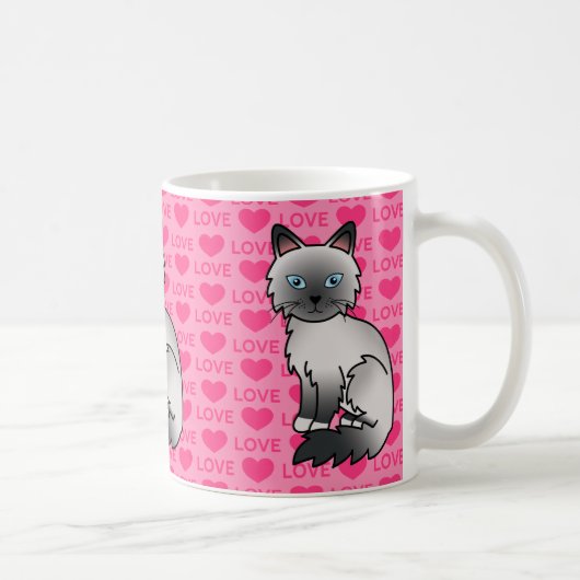 Mug Chat d'amour Birman / Ragdoll à point bleu (Droite)