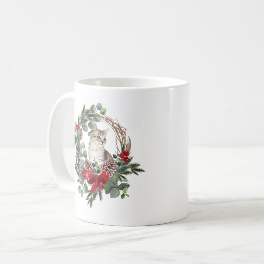 Mug Chat dans la couronne de Noël (Devant gauche)
