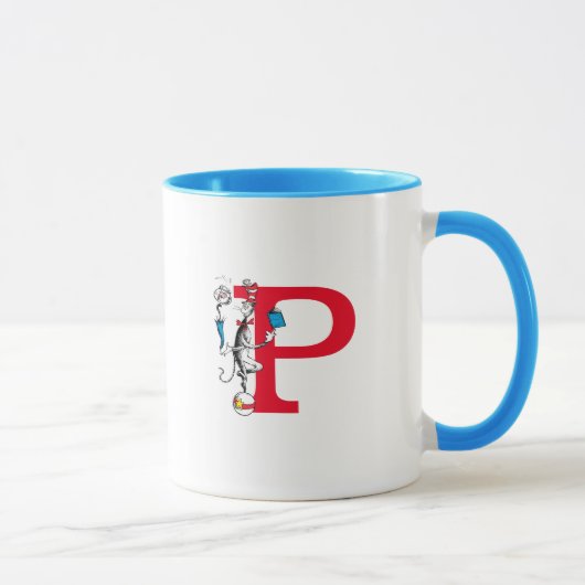 Mug Chat dans l'acte d'équilibre Monogramme P (Droite)