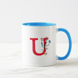 Mug Chat dans l'acte d'équilibre monogramme U