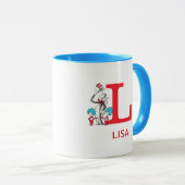 Mug Chat dans le Casquette, Chose Un Nom & Monogramme  (Devant droit)