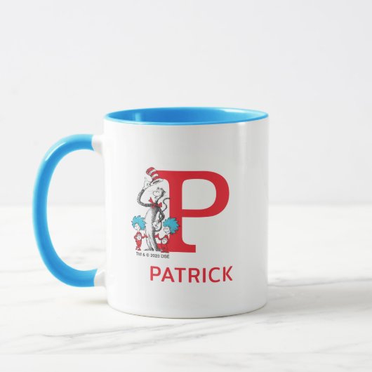 Mug Chat dans le Casquette, Chose Un Nom & Monogramme (Gauche)