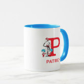 Mug Chat dans le Casquette, Chose Un Nom & Monogramme  (Devant droit)