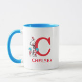 Mug Chat dans le Casquette, Chose Un Nom & Monogramme  (Gauche)