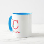 Mug Chat dans le Casquette, Chose Un Nom & Monogramme  (Devant gauche)