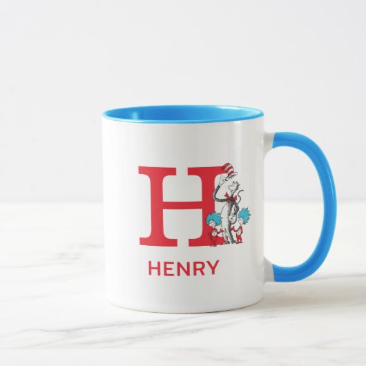 Mug Chat dans le Casquette, Chose Un Nom & Monogramme  (Droite)