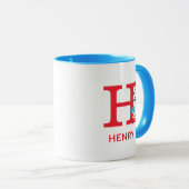 Mug Chat dans le Casquette, Chose Un Nom & Monogramme  (Devant droit)