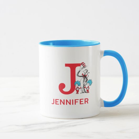 Mug Chat dans le Casquette, Chose Un Nom & Monogramme  (Droite)