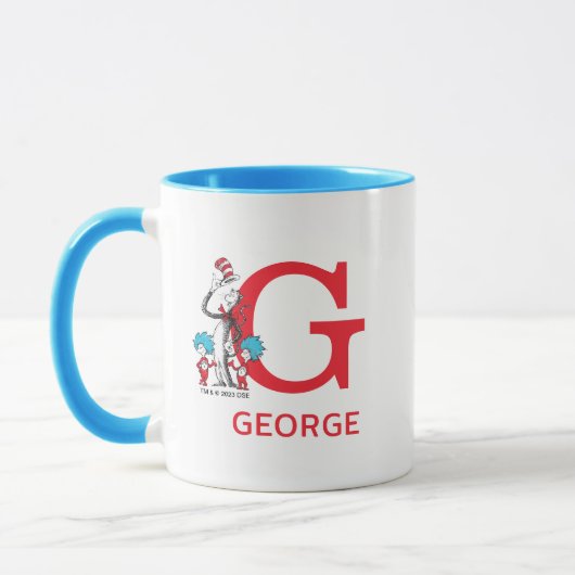 Mug Chat dans le Casquette, Chose Un Nom & Monogramme (Gauche)