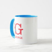 Mug Chat dans le Casquette, Chose Un Nom & Monogramme  (Devant gauche)