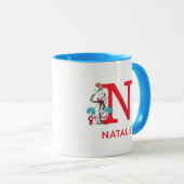 Mug Chat dans le Casquette, Chose Un Nom & Monogramme (Devant droit)