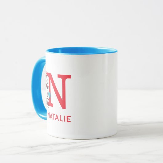Mug Chat dans le Casquette, Chose Un Nom & Monogramme  (Devant gauche)