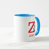 Mug Chat dans le Casquette, Chose Un Nom & Monogramme  (Devant droit)