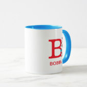 Mug Chat dans le Casquette, Chose Un Nom & Monogramme  (Devant droit)