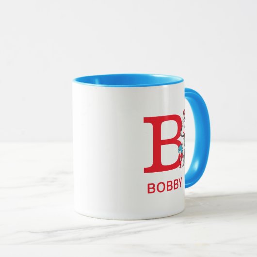 Mug Chat dans le Casquette, Chose Un Nom & Monogramme  (Devant droit)