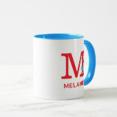 Mug Chat dans le Casquette, Chose Un Nom & Monogramme  (Devant droit)