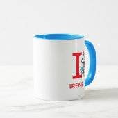 Mug Chat dans le Casquette, Chose Un Nom & Monogramme  (Devant droit)
