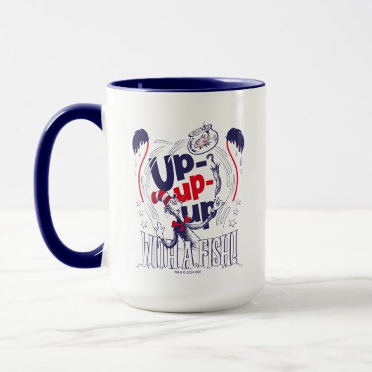 Mug Chat dans le Casquette | Montez Avec Un Poisson (Gauche)