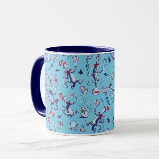 Mug Chat Dans Le Casquette | Motif bleu (Devant gauche)