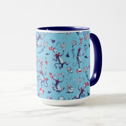 Mug Chat Dans Le Casquette | Motif bleu (Devant droit)