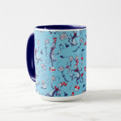 Mug Chat Dans Le Casquette | Motif bleu (Devant gauche)