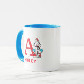 Mug Chat dans le Chapeau, Chose Un Nom & Monogramme A (Devant gauche)