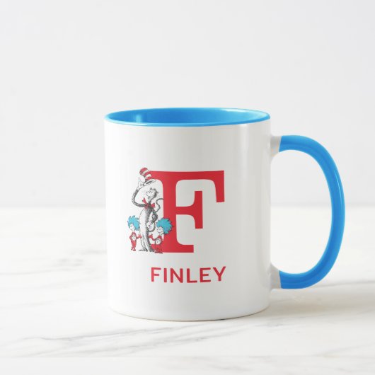 Mug Chat dans le Chapeau, Nom et Monogramme Bidule Un (Droite)
