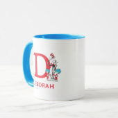 Mug Chat dans le Chapeau, Nom et monogramme Chose Un (Devant gauche)