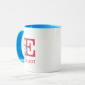 Mug Chat dans le Chapeau, Nom et Monogramme Chose Un E (Devant gauche)