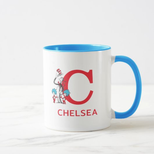 Mug Chat dans le Chapeau, Truc Un Nom & Monogramme C (Droite)