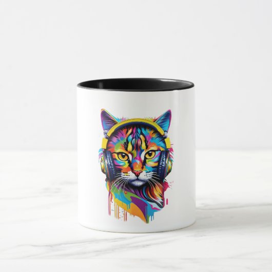 Mug Chat dans les écouteurs (Centre)