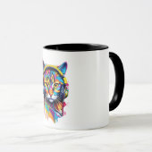 Mug Chat dans les écouteurs (Devant droit)