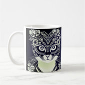 Mug Chat dans un Masque Mardi Gras noir et blanc (Gauche)