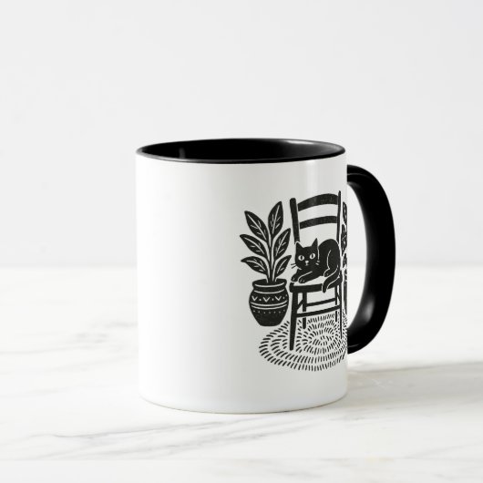 Mug Chat dans une chaise (Devant droit)