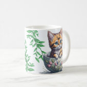 Mug Chat d'aquarelle ou chaton dans un Teup (Devant droit)