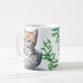 Mug Chat d'aquarelle ou chaton dans un Teup (Devant gauche)