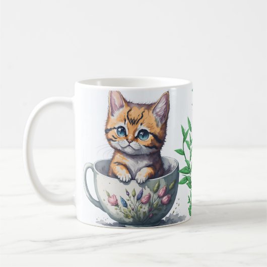 Mug Chat d'aquarelle ou chaton dans un Teup (Gauche)