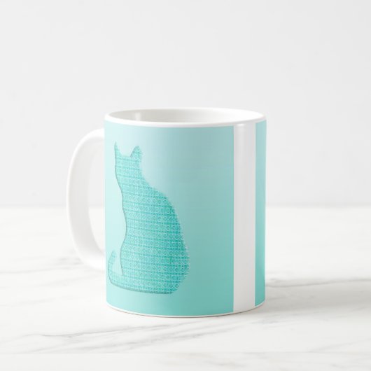 Mug Chat d'arabesque - nuances de turquoise (Devant gauche)