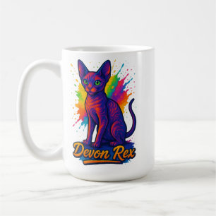 Mug Chat d'Art Pop Rex Devon Vibrant - Néon coloré