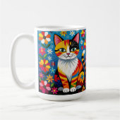 Mug Chat d'art populaire Boho, Fleurs & Papillon (Gauche)