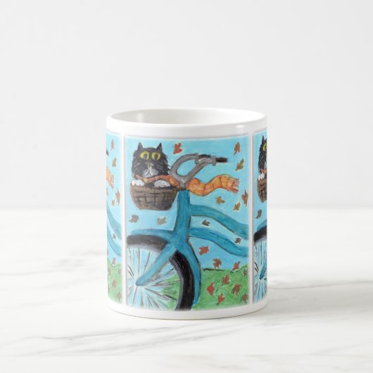 Mug Chat d'art populaire dans le panier à vélos (Centre)