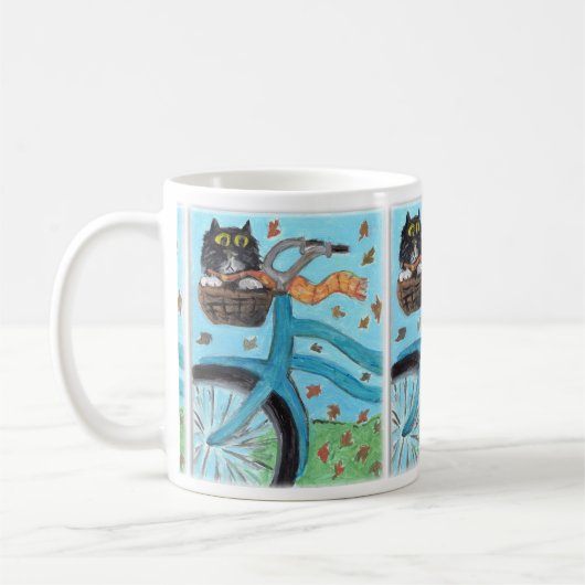 Mug Chat d'art populaire dans le panier à vélos (Gauche)