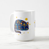Mug Chat d'art populaire en bleu (Devant gauche)